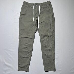 Vuori Ripstop‎ Climber Pants Mens Medium Olive Green Elastic Waist Zip Pockets